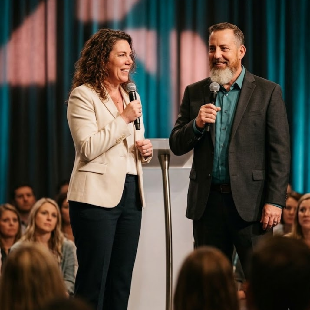 Husband and wife co-leading a workshop